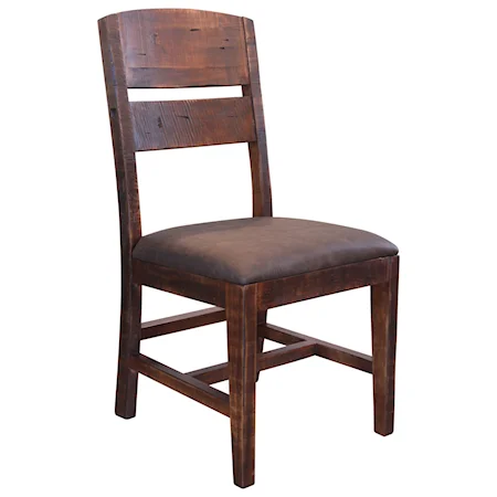 Chair with Solid Wood Back and Faux Leather Seat